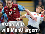 Richard Dunne (Aston Villa) im Duell mit Javier Hernandez (Manchester United)