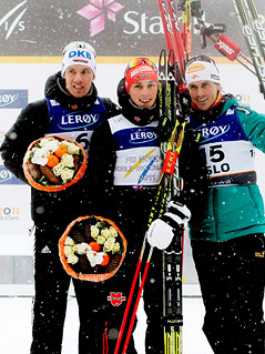 Tino Edelmann (GER), Eric Frenzel (GER) und Felix Gottwald (AUT)