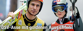 Der Kombinierer Felix Gottwald mit dem Skispringer Thomas Morgenstern