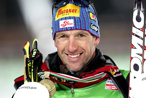 österreichischer Biathlet Christoph Sumann mit Bronzemedaille