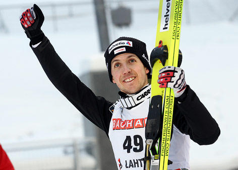 Simon Ammann jubelt
