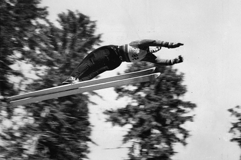 österreichischer Skispringer Josef Bradl bei den Meisterschaften in Oberhof 1939