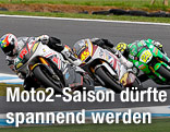 Moto2-Fahrer Alex De Angelis, Scott Redding und Andrea Iannone