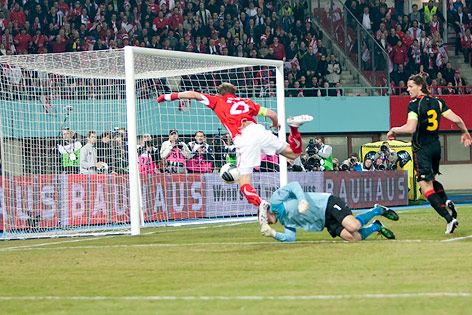 © ORF.at/Dominique Hammer Marc Janko vergibt eine große Chance zum Ausgleich gegen Belgien