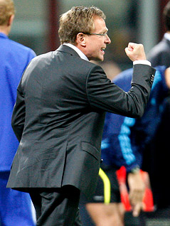 © AP/Antonio Calanni Jubel von Schalkes Trainer Ralf Rangnick
