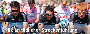 Fahrer des Weylandt-Teams Leopard Trek