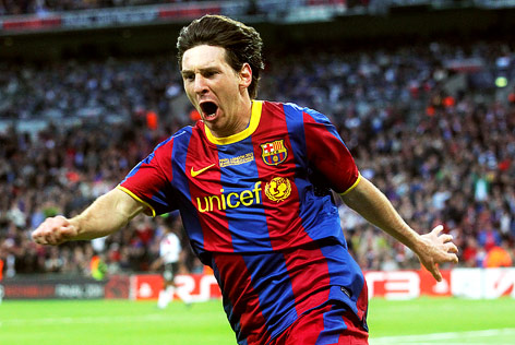 © APA/EPA/Felipe Trueba Messi (Barcelona) jubelt