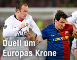 Wayne Rooney (Manchester United) und Lionel Messi (Barcelona)