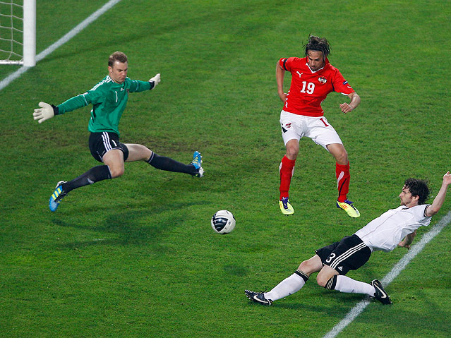 © APA/Herbert Pfarrhofer Manuel Neuer, Arne Friedrich und Martin Harnik