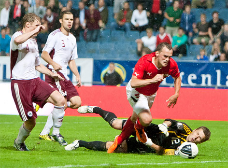 Spielszene Österreich gegen Lettland