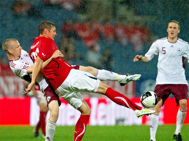Spielszene Österreich gegen Lettland