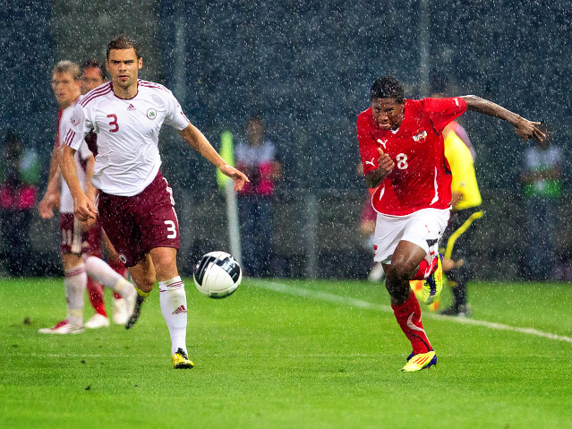 Spielszene Österreich gegen Lettland