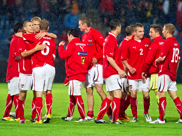 Spielszene Österreich gegen Lettland