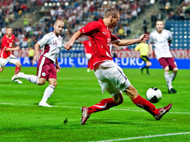 Spielszene Österreich gegen Lettland