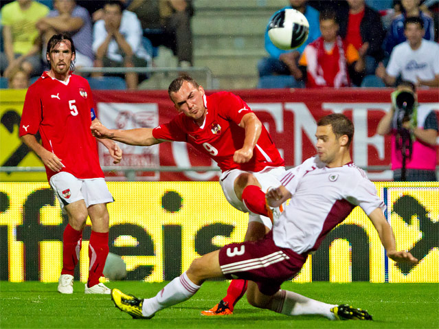Spielszene Österreich gegen Lettland