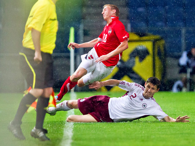 Spielszene Österreich gegen Lettland