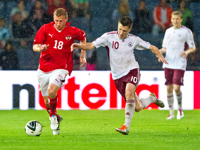 Spielszene Österreich gegen Lettland