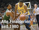 Darren Daye (Boston Celtics) gegen Earvin Magic Johnson (Los Angeles Lakers) in der NBA-Finalserie 1987