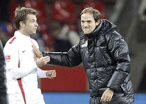 Andreas Ivanschitz und Thomas Tuchel (Trainer von Mainz)