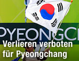 südkoreanische Flagge vor Pyeongchang-Olympia-2018-Plakat