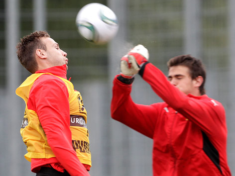 Andreas Weimann und Samuel Radlinger beim Training