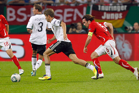 © GEPA/Christian Ort Thomas Müller (Deutschland) und Christian Fuchs (Österreich)