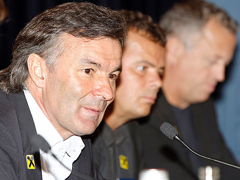 © GEPA/Christian Ort Interims-Teamchef Willi Ruttensteiner, Co-Trainer Manfred Zsak und Tormanntrainer Franz Wohlfahrt