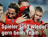 Die ÖFB-Spieler Junuzovic, Klein und Ortlechner jubeln