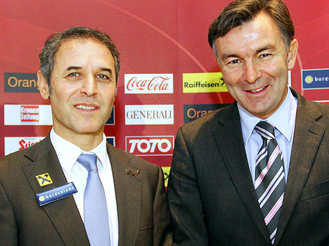 © GEPA/Mario Kneisl ÖFB-Coach Marcel Koller gemeinsam mit Sportdirektor Willi Ruttensteiner