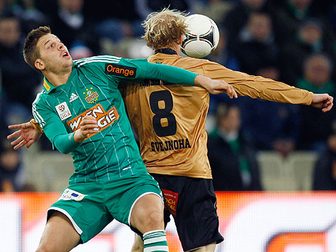 © GEPA/Christian Ort Guido Burgstaller (Rapid) und Martin Svejnoha (Wacker)