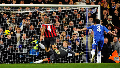 Frank Lampard (Chelsea) schießt Ball ins Tor
