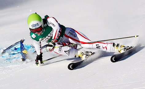 Anna Fenninger während des Riesentorlaufs der Damen in Lienz