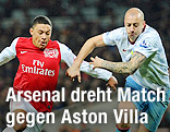 Francis Coquelin (Arsenal) und Alan Hutton (Aston Villa)