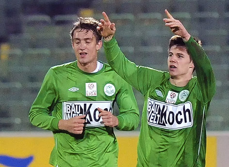 © APA/Andreas Pessenlehner Torjubel von Patrick Farkas (Mattersburg)