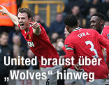 Jonny Evans jubelt nach seinem Tor gegen Wolverhampton