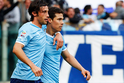 © AP/Riccardo De Luca Stefano Mauri und Hernanes (beide Lazio)