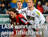 Sebastian Schroeger, Rene Aufhauser (LASK), Thorsten Schick und Orhan Ademi (Altach)