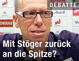 Neuer Austria-Trainer Peter Stöger während einer Pressekonferenz