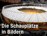 Nachtansicht des Olympiastadion in Kiew