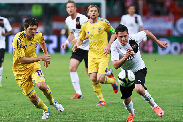 © ORF.at/Christian Öser Zlatko Junuzovic (AUT) und Taras Michalik (UKR)
