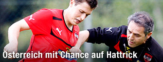 Zlatko Junuzovic und &Ouml;FB-Teamchef Marcel Koller