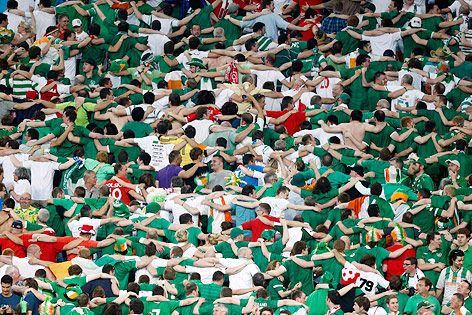 Irische Fans mit dem Rücken zum Spielfeld