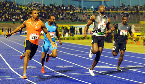 © AP/Collin Reid Yohan Blake hängt Usain Bolt beim 100-m-Sprint ab