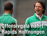 Terence Boyd und Trainer Peter Schoettel (Rapid).