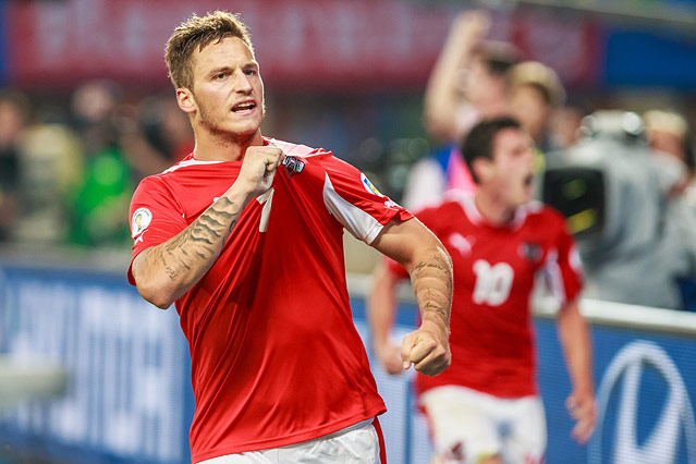Jubel von Marko Arnautovic und Zlatko Junuzovic