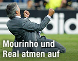 Real-Trainer Jose Mourinho jubelt kniend