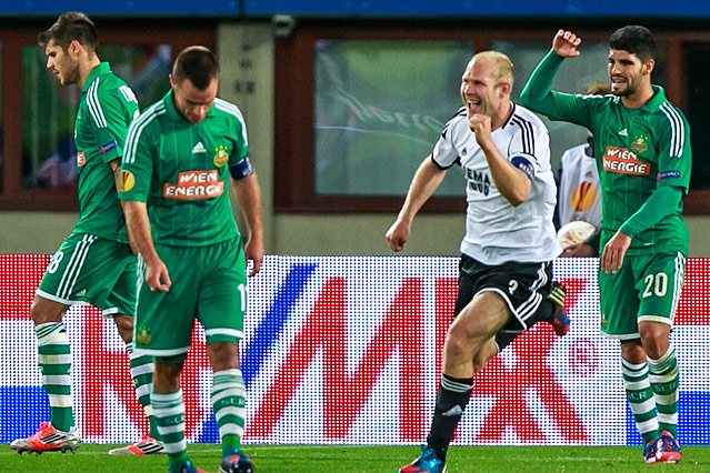 © ORF.at/Dominique Hammer Jubel von Mikael Dorsin (Rosenborg Trondheim)