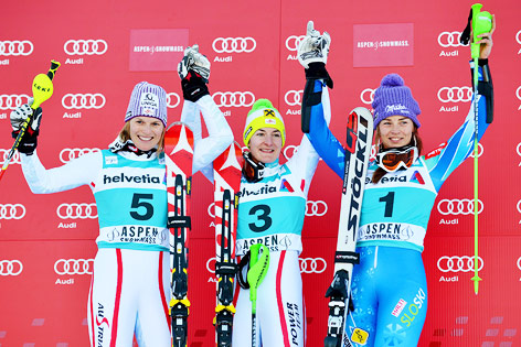 © APA/EPA/Justin Lane Marlies Schild, Kathrin Zettel und Tina Maze