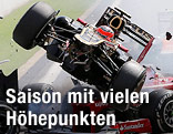 Romain Grosjean (Lotus) bei einem Unfall im Grand Prix von Spa