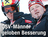 ÖSV-Herren-Trainer Mathias Berthold gibt seinem Schützling Marcel Hirscher Instruktionen